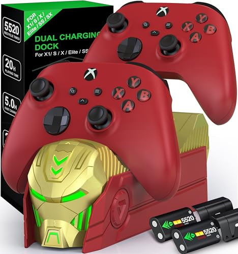 HASACOOL Controller Charging Dock - Xbox/Series X/S with 2x5520mWh Rechargeable Battery Packs and 4 Covers