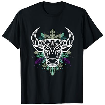 Oktoberfest Stier Kostüm für Buan mit Laub Fineline Tattoo T-Shirt