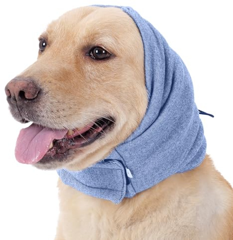 Lelepet Hunde Gehörschutz, Ohrenschutz für Hunde, Hund Ohrenschützer zur Geräuschreduzierung, Hund Ohrenpflege Lärmschutz, Haustier Beruhigender Kapuzenpullover, Blau S