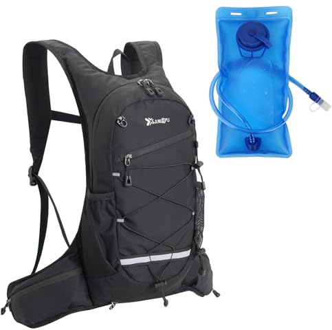Azarxis Fahrradrucksack für Damen Herren Ultraleichter Trinkrucksack, Trailrunning Rucksack, Hydrationspack für Laufen, Joggen, Wandern, Marathon (Schwarz mit 2L Trinkblase, 18L)