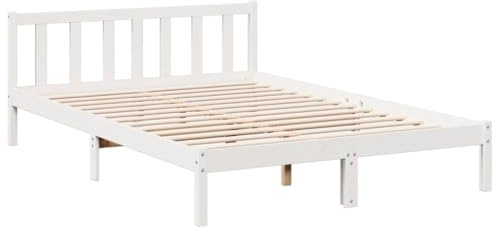 vidaXL Massivholzbett Extra Lang ohne Matratze Weiß 140x220 Kieferholz