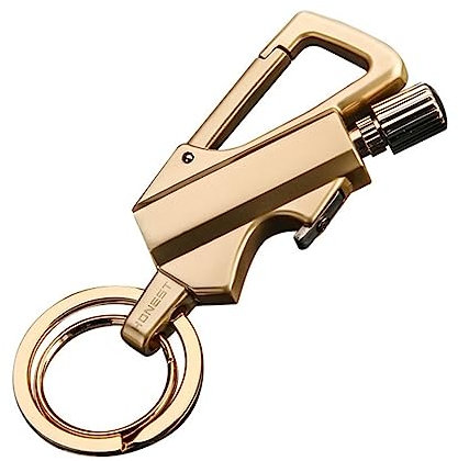 IHGVVING Briquet à kérosène Permanent en métal, Porte-clés Briquet d'extérieur, équipement de Survie d'urgence, Briquet Rechargeable à Allume-Allumette Multifonction (Hors Carburant)(B)
