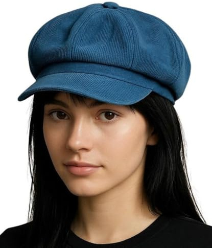 Cool4 Fein Cord A05 Bonnet ballon en velours côtelé Bakerboy - Casquette vintage - Avec visière - Bleu jean (57), bleu jeans, 57