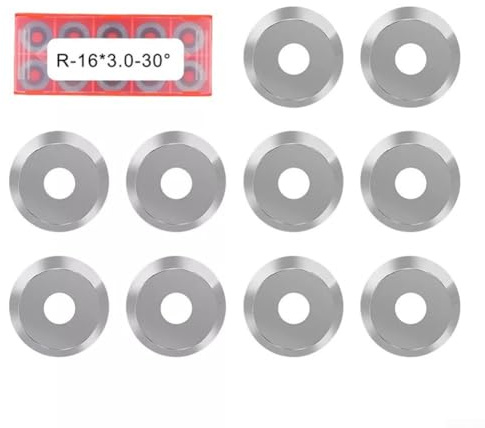 Besttoolifes Lot de 10 fraises rondes en carbure de tungstène de 16 mm de diamètre pour tournage du bois, creux de finition de tour, épaisseur de 3 mm, angle de coupe de 30 degrés