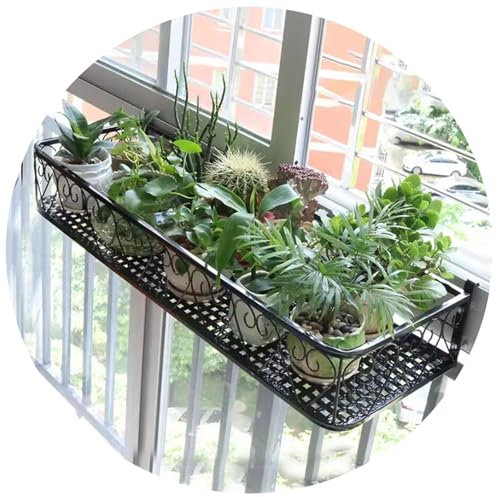 Estante colgante para macetas de hierro forjado, soporte de exhibición de flores para alféizar de ventana, decoración de boda, fiesta, soporte para plantas en maceta con gancho de 1 cm, color negro,