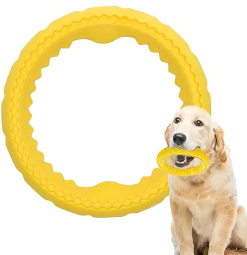 Anillo masticable para perro, juguete masticable de goma suave y duradero, juguete interactivo para perros, anillo de masticación para dentición, morder, perseguir, aliviar el estrés, juguete de