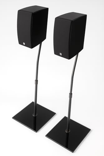 SONOROUS SP-300 Soportes de Suelo para Altavoces (Pareja) – Altura Regulable 71-108 cm, Base de Vidrio Templado 8 mm, Sistema Ocultacables, Diseño Premium Estable para Home Cinema y HiFi – Negro
