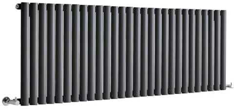 MILANO Anthracite Horizontal Single Oval Panel Radiator 600 x 1652mm