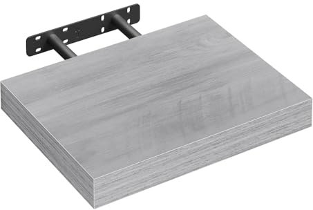 WOLTU Mensola da Muro Rettangolare Scaffale Libreria a Parete Decorazione per Cameretta Ufficio Porta CD/Dvd in Legno Rovere grigio 30cm RG9371grei