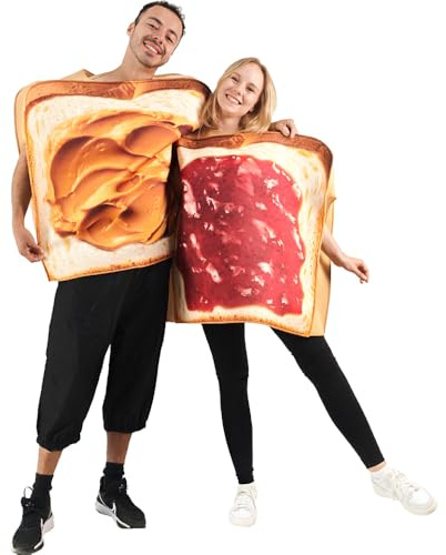 EraSpooky Costume di Coppia Burro d’Arachidi e Marmellata Divertente Costume da Sandwich per Adulti