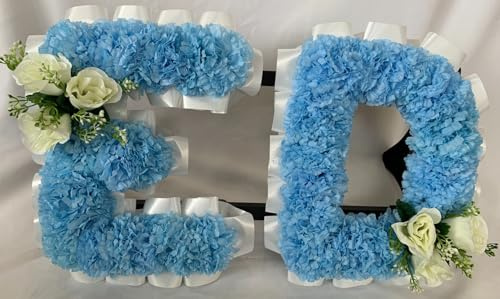 Silky Bouquets Customizable Funeral Flowers - Personalized Artificial Silk Flowers for Graves & Funerals | Lasting Remembrance with Any 2 Letters