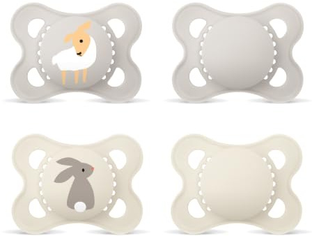 MAM Original Schnuller 0-6 Monate, 4er-Set, Schaf/Hase | Zahnfreundliche symmetrische Sauger-Form aus weichem MAM SkinSoft Silikon, angenehm für empfindliche Babyhaut, 4 im Set