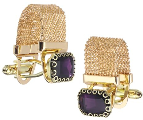 PATIKIL Mens Cufflinks with Chain, Square Crystal Stone and Shiny Chain Cuff Links with Box for Young Men Wedding Business Party Suit Shirt Accessories Jewelry Gifts