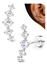 Adramata Ohrstecker Silber 925 Helix Piercings Hypoallergene Ohrringe Damen | Knorpel Ohrring Damen,Flatback Ohrringe Silber 925,Hypoallergen Tragus Helix Piercings,Vergoldet Ohrring Stecker