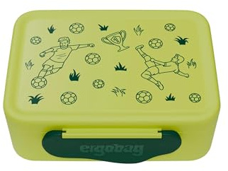 ergobag Brotdose Fußball - Grün | mit Trennfach, spülmaschinenfest für eine praktische und unkomplizierte Nutzung im Alltag