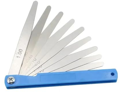 Calibre de espesores Calibrador de espesores de 17 hojas, 100 mm de longitud, calibrador de espesores métrico, herramienta de medición de 0,02 a 1,00 mm
