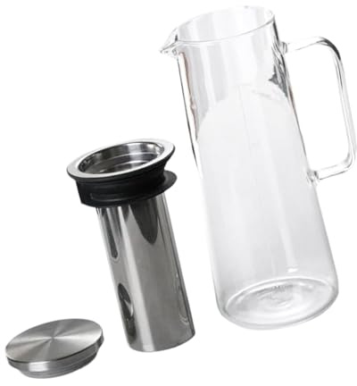dijiusidy Cafetera de café frío resistente con tapa hermética y filtro. Diseñada para preparar café helado y té. Jarra de vidrio con tapa hermética y filtro.