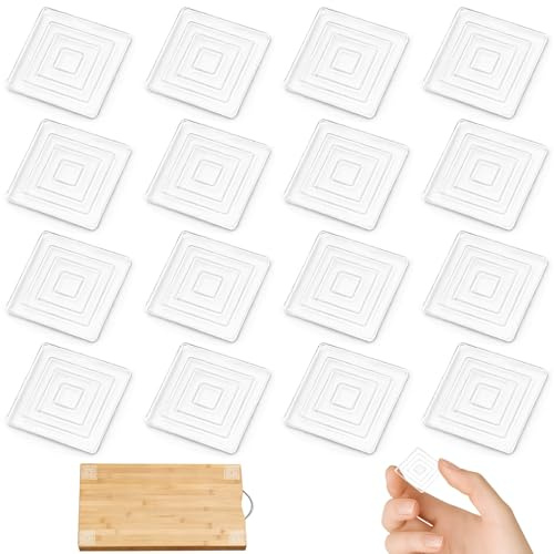 Lot de 16 Patins carrés en Silicone de 40 mm pour Pieds de Table, Pieds en Caoutchouc pour Planches à découper, Pieds en Silicone Auto-adhésifs, Installation Facile sans vis, Patins antidérapants