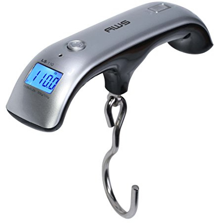 American Weigh Scales Digital Hanging Luggage Scale for Traveling or Weighing Suitcases, Backlit LCD Screen 110lbs x 0.2lbs, LS-110