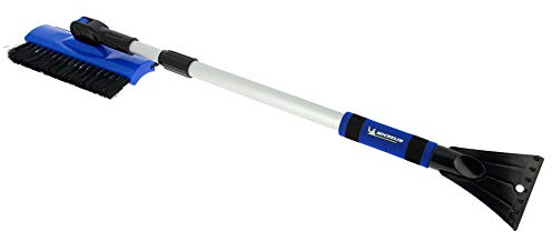 Michelin 009493 Teleskop-Schneebesen mit Bürste 25 cm und Eiskratzer, Klinge aus Polycarbonat 10 cm + Krallen – schwenkbarer Kopf, Schaumstoffgriff, für SUV, 4 x 4, Nutzfahrzeuge und Winterautos