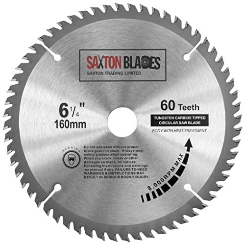 Saxton TCT - Lama circolare per sega per legno, 160 mm x 20 mm x 60 T, per Festool TS55, Bosch, Makita, ecc