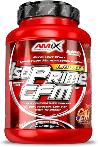AMIX - Proteína Isolada Isoprime CFM, 1 Kg - Gran Aporte de Aminoácidos - Contiene Enzimas Digestivas - Libre de Aspartamo, Proteínas para Aumentar Masa Muscular, Sabor Chocolate