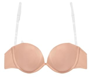 NEXT Damen Leicht gefütterter trägerloser Multiway-BH Multifunktions-BH mit transparentem Rückenteil Praline Nackt 85 B