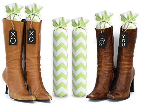 My Boot Trees - Boot Shaper Stands for Closet Organization - Keeps Them Shaped Properly - Many Patterns to Choose from - 1 Pair (Lime Green Chevron)