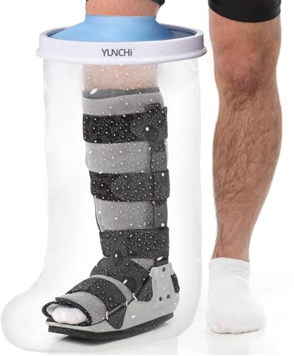 YUNCHI Waterproof Cast Cover for Shower, Extra Wide Leg & Foot Protector for Adults, XL Size, Fits Calf 13 to 28 Inches