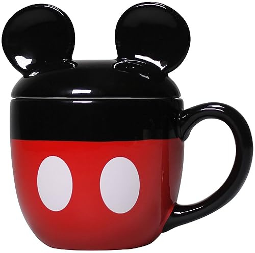 Disney Tazza Mickey & Friends a forma di tazza con coperchio – Mickey Mouse Mug – Tazza 3D – Accessori da cucina Mickey Mouse Regali, nero