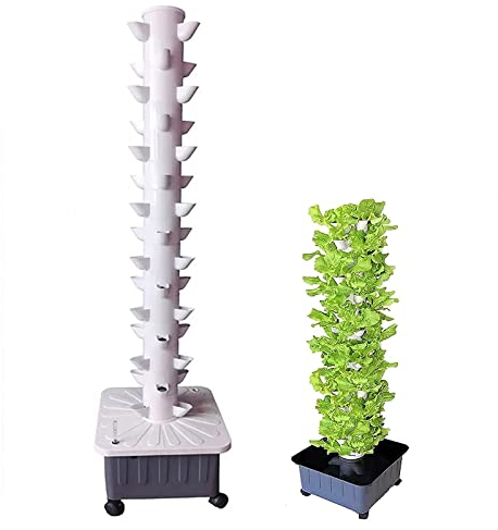 BEESOM Hydroponik-Turm 15 Etagen 45 Löcher, Pflanze Vertikale Hydroponik, Aquaponik-Wachssystem, Hydroponisches Rohr Soilless Kultivierung Gemüsepflanze Wachsen Kit