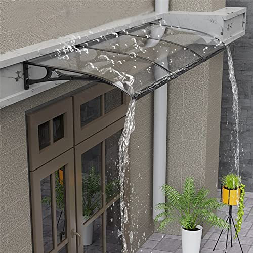 UV-Schutz vordach haustür Überdachung,Vordach Haustürvordach Pultvordach aus 2.5mm Dicke Transparentes Polycarbonat,Pultbogenvordach für Draußen Sonnenschutz Regenschutz (60x110cm/24 x43)
