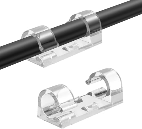 VIPMOON Clip per Cavi, 70 Pezzi Autoadesivo Clip Fermacavi, 9mm Forte Supporto da Parete, Grande Clip Portacavo per Organizare per Cavi per USB, TV, PC, Laptop, Casa e Ufficio, Trasparente