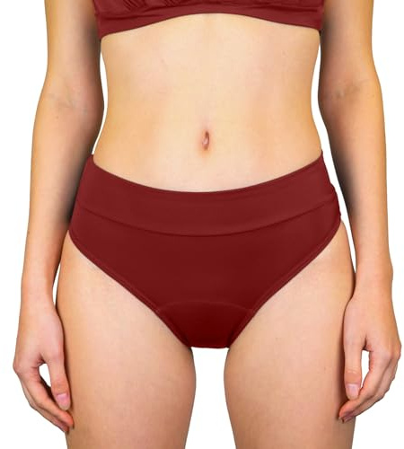 MYLILY Slip Bagno Mestruale Donna, Ragazze & Adolescenti Basic | per Piscina, Mare & Vacanze Estive | Protezione 4 Assorbenti | Antiperdita, Neutro Odori, Oeko-Tex | Rosso, S (182)