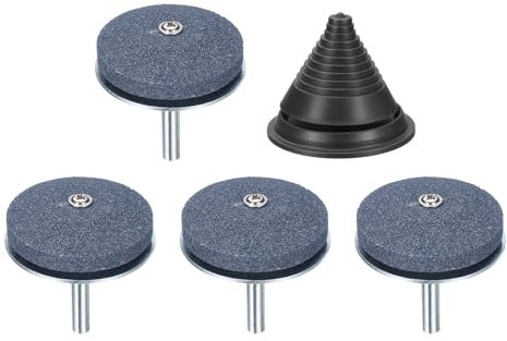 QUARKZMAN RasenmäHer MesserschäRfer, 4 Stück Rotary Heckenschere Schärfen mit Metallrücken und Schwarzer Messwaage für Bohrmaschine Handbohrer Gartengerät, Silber