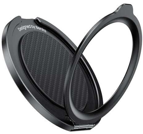 BENKS Magnetic Phone Grip Ring Holder for MagSafe, 360° Adjustable Stand for iPhone 16/15/14/13/12 Series, Black
