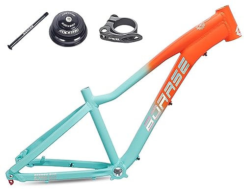 HSIRYAOHD Hardtail-Mountainbike-Rahmen, 26er-Fahrradrahmen, Steckachse, 12 x 142 mm, Scheibenbremse, Aluminiumlegierung, starrer Rahmen, DH/XC/4X/Enduro (orangegrün)
