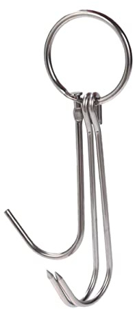 CONGARTENO 6pcs High Grade Stainless Steel Double Meat Hooks for BBQ Grill Smoking Meat Processing Butcher Shops Restaurant Kitchens