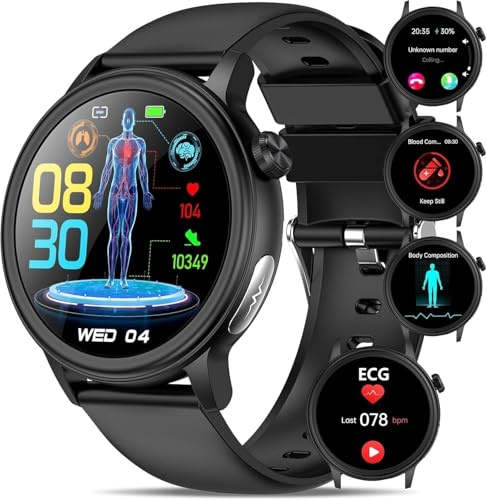 YYKY Nouveau Montre Connectée Femme Homme,1.39 Smartwatch Appel Bluetooth,Android iOS