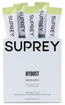 HYDUST by SUPREY- Electrolitos en Polvo para Hidratación | 0 Azúcar, Sin Ingredientes Artificiales | Sodio, Potasio y Magnesio | Caja de 20 Sobres (120g) (Manzana verde)