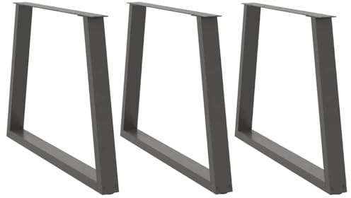 Frdhee Lot de 3 pieds de bureau, en forme de V, anthracite, 100 x (72-73,3) cm, en acier, pieds de table pour table basse, table à manger, bureau