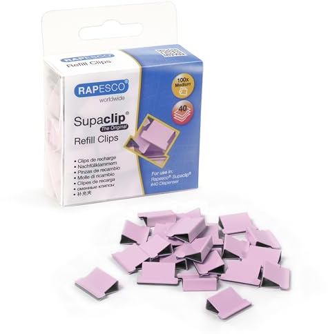 Rapesco 1312 Supaclip 40 Nachfüllklammern, Rosa, 100 Stück