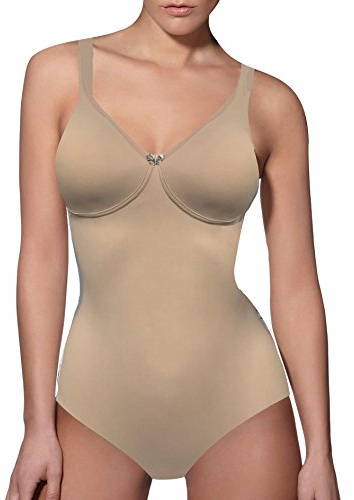 Lady Bella PA0785 Body Contenitivo Snellente Donna Coppa D Senza Cuciture e Senza Ferretto Azione Modellante Pancia Piatta e Fianchi in Tessuto in Microfibra Traspirante Spalline Larghe (Skin, 6D)