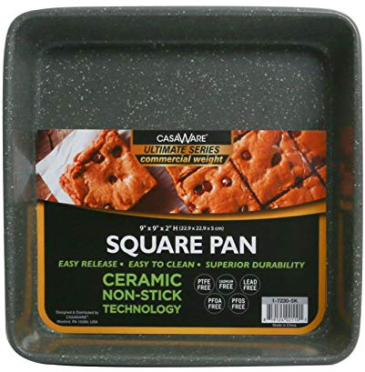 casaWare Ceramic Coated NonStick Heavy Weight 9-inch Square Cake Pan (Silver Granite)