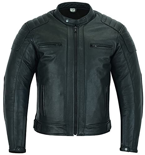 Texpeed Motorrad lederjacke herren mit protektoren - Schwarz Winter/Sommer Gesteppt echtleder Bikerjacke - Motorrad mit original biker rüstung gepanzert (EN 1621-1) Schutz 4XL