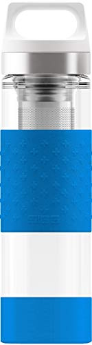 SIGG Hot & Cold Glass Thermo Trinkflasche (0.4 L), schadstofffreie und isolierte Trinkflasche, Thermo-Flasche aus Glas mit Silikonschutz