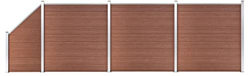 vidaXL WPC Zaun-Set 3 Quadrate + 1 Schräge 619x186 cm Braun