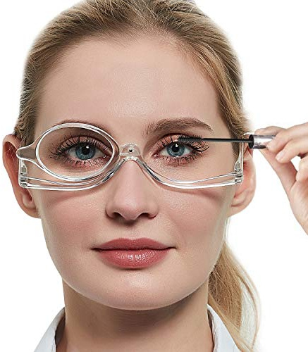 MARE AZZURO Eye Make Up Reading Glasses Women Folding Cosmetic Readers 100 125 150 175 200 225 250 275 300 350 400 500 600 (Transparent, 3.00)