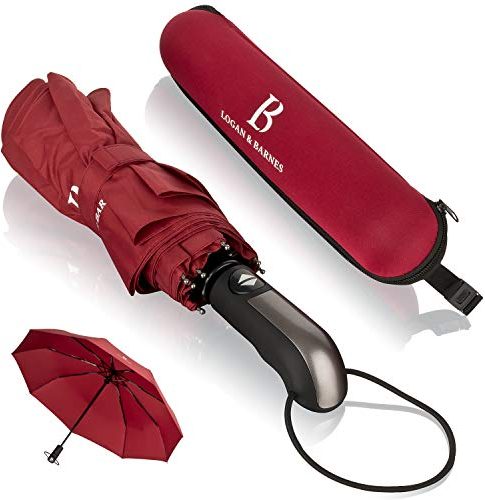LOGAN & BARNES Regenschirm sturmfest bis 140 km/h - Taschenschirm mit zertifizierter Teflon-Beschichtung gegen Feuchtigkeitsschäden Modell Manchester