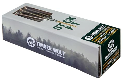 Timber Wolf TW60200 Vis à bois – 6,0 x 200 mm – Boîte de 25 vis en zinc et jaune (or)